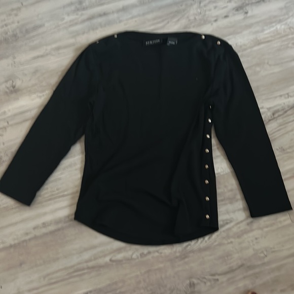 New York and Company, 100% cotton, black three-quarter sleeve top - Picture 5 of 5